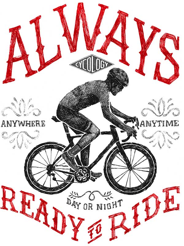 Always Ready To Ride Blue Men's Cycling T-Shirt  Graphic | Cycology UK