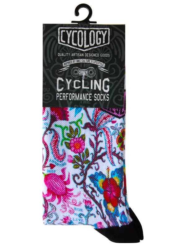 Secret Garden White Cycling Socks