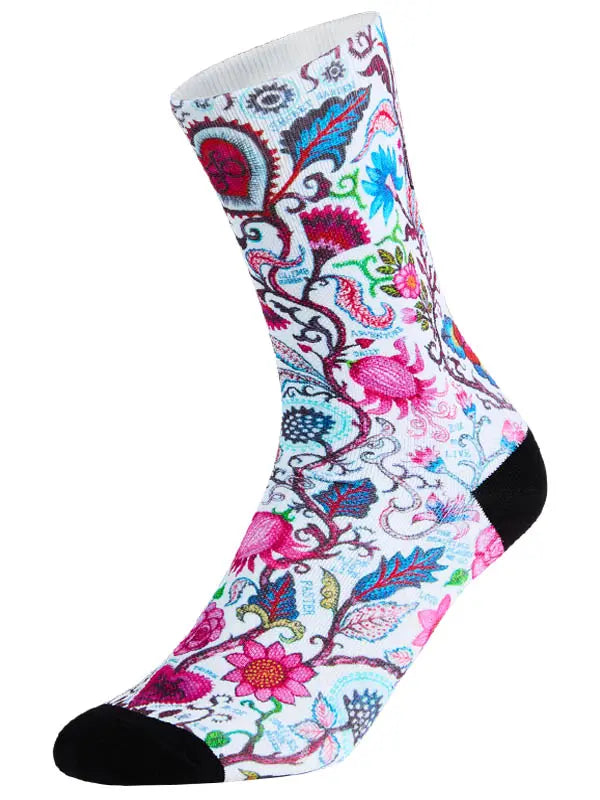 Secret Garden White Cycling Socks