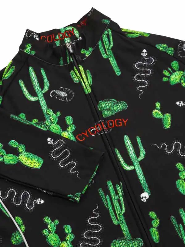 Totally Cactus Men's Long Sleeve Jersey - Black - Cycology Clothing UK