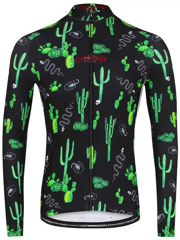 Totally Cactus Men's Long Sleeve Jersey - Black - Cycology Clothing UK