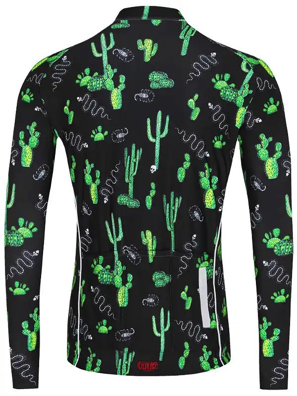 Totally Cactus Men's Long Sleeve Jersey - Black - Cycology Clothing UK